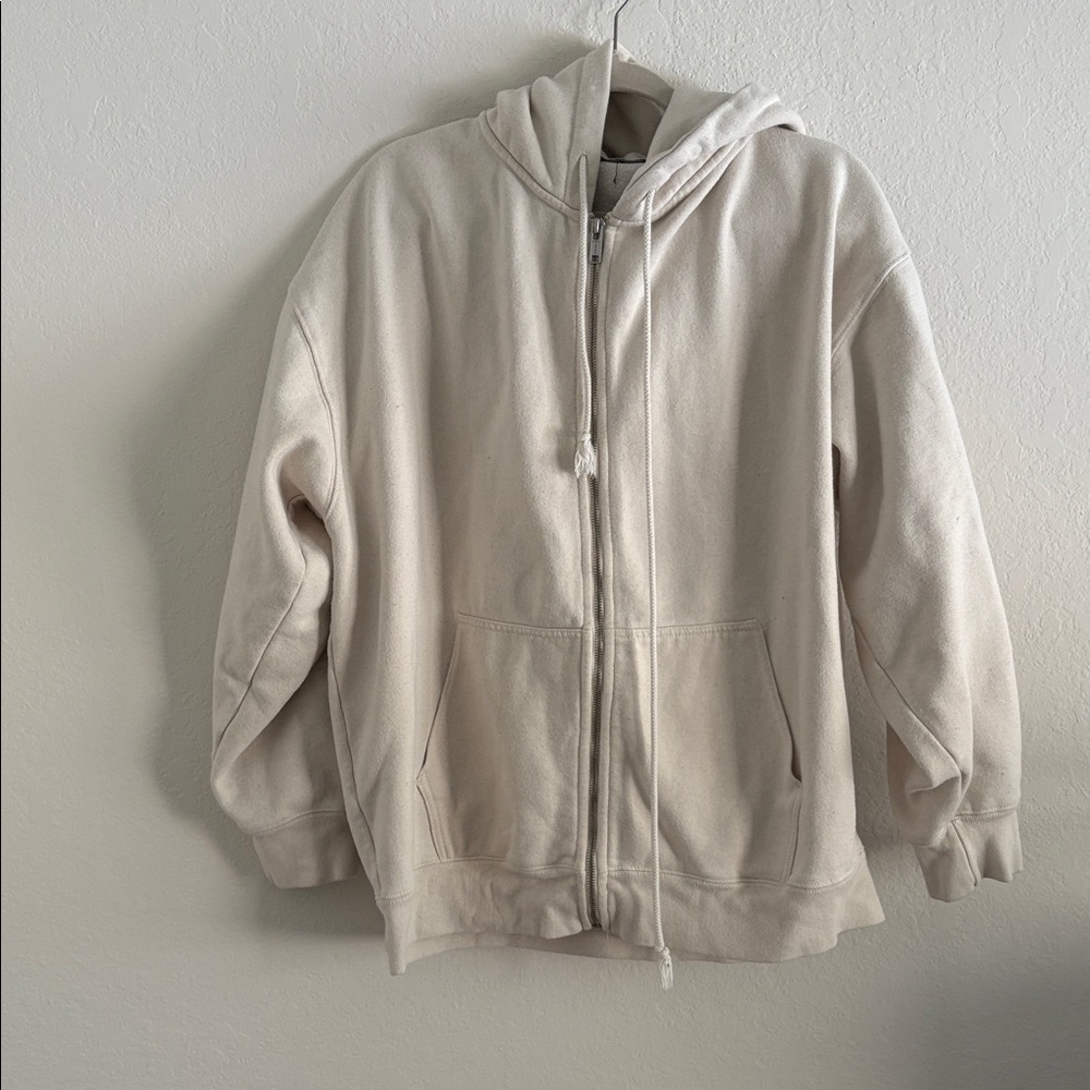 Brandy Melville Off-White Zip-Up Hoodie